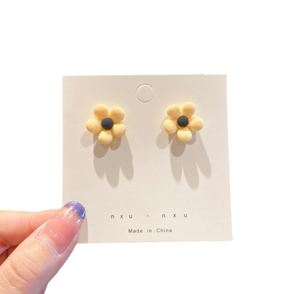 Stainless Steel Flower Stud Earrings Yellow